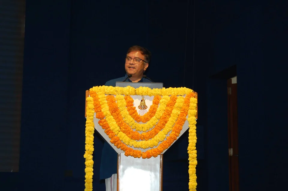 A speaker addressing the convention at PSPA’s Teacher Convention in Hyderabad